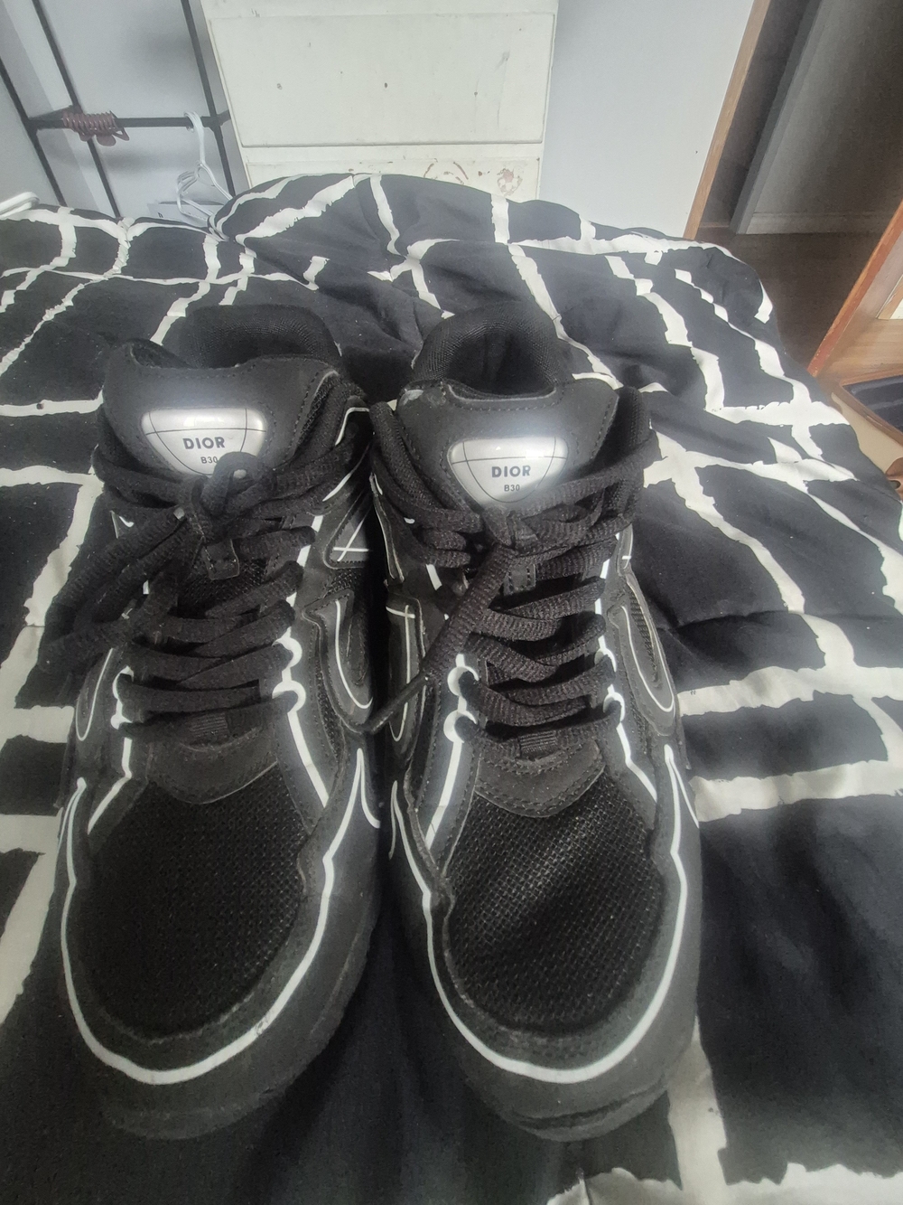 Dior Black Sneakers with White Trim
